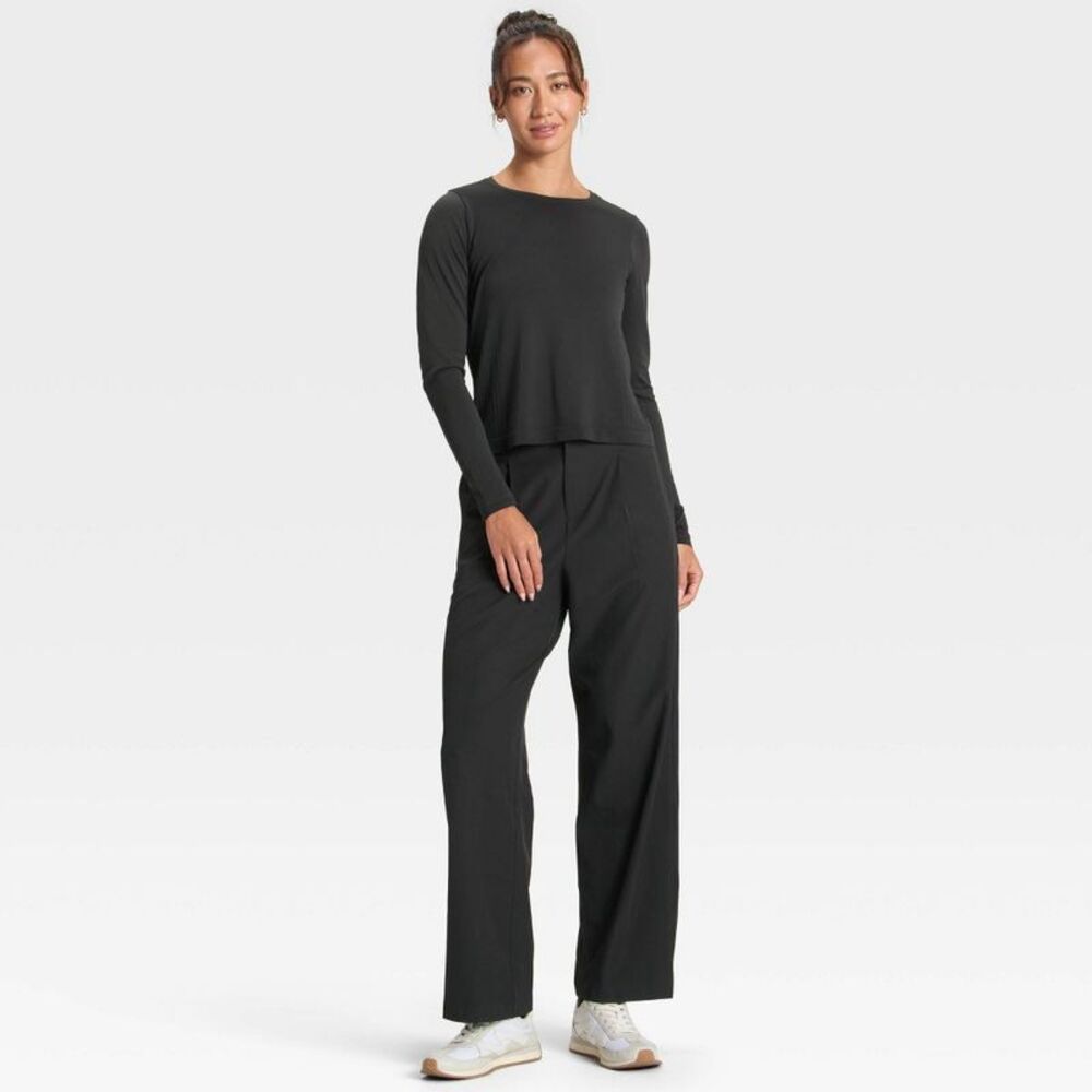 Women's Active Light Woven High-Rise Trouser Pants - All In Motion Black S - Picture 3 of 5